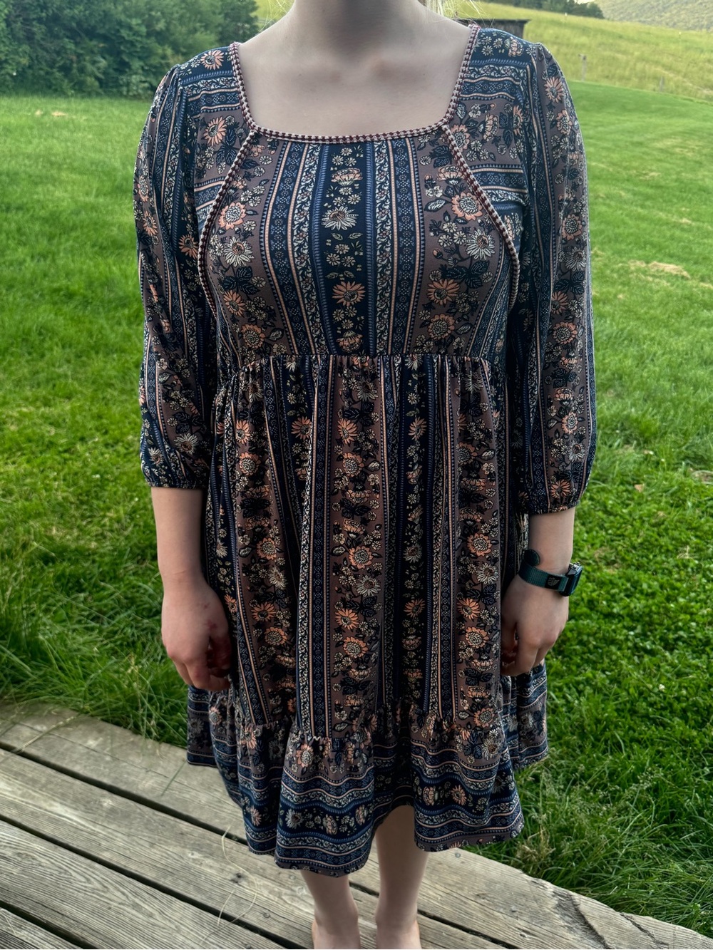 Haptics by Holly Harper Boho Floral Square Neck Dress Size M